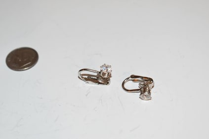 vintage sterling silver rhinestone clip on earrings