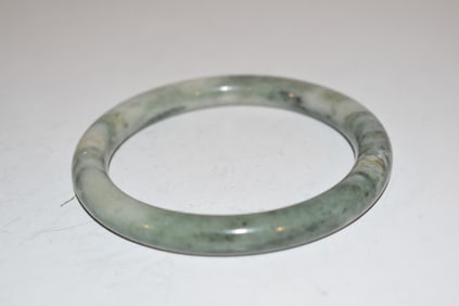 Vintage Green Jadeite Jade Bangle Bracelet, 1970s 8"