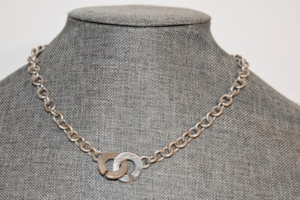 Authentic Tiffany & Co. 1837 Round Toggle Clasp Necklace in sterling silver 17"