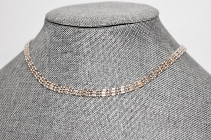 Vintage sterling silver beaded choker Necklace 16 grams 14"