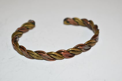 vintage copper brass cuff bracelet 7"
