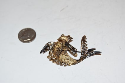 Vintage Sterling Silver Vermeal fish koi Brooch