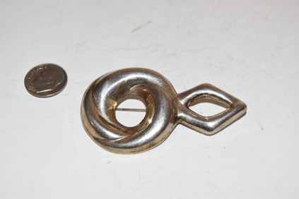 Vintage lrg Sterling Silver Modernist Brooch