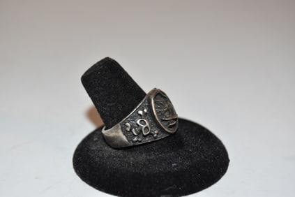 Vintage Sterling Silver Ring Size 10 Mens Skull Bones Biker Rocker Goth Punk