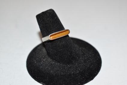 Vintage sterling silver tigers eye ring 6.5