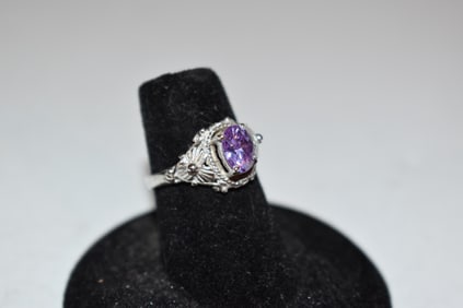 Vintage sterling silver rhinestone ring sz 6