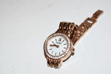 Stauer Rose Gold Tone Water Resistant Quartz Analog Ladies Watch Crystal works