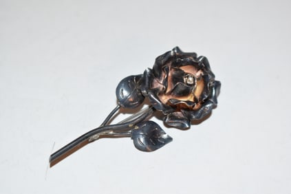 Vintage 980 sterling silver rose mexico Brooch