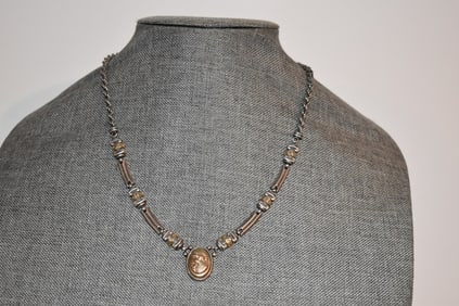 vintage sterling silver SIGNED M necklace 14" 35 Grams