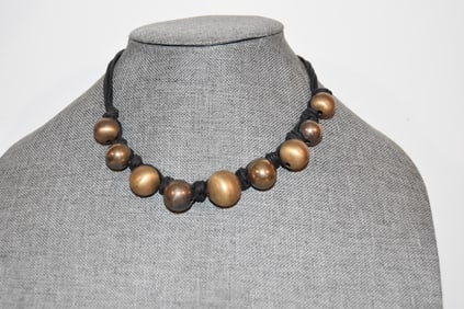 Vintage Sterling Silver beaded Necklace Pendant 14"