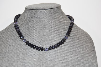 Vintage Sterling Silver beaded Necklace Pendant 17"