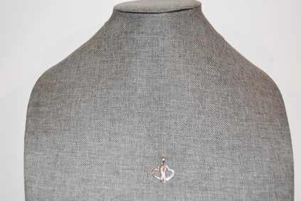 Vintage Sterling Silver double heart Necklace Pendant 19"