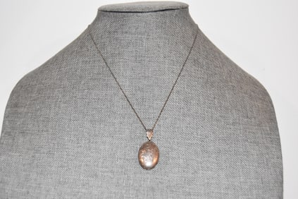 Vintage Sterling Silver engraved locket Necklace Pendant 18"