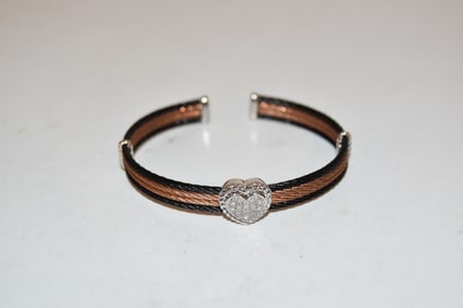 Vintage Sterling Silver heart Bracelet 6"