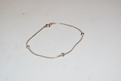 Vintage Sterling Silver beaded Bracelet 7"