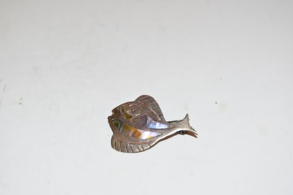 Vintage Alpaca mexico fish Brooch