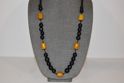 Vintage Antique Butterscotch Amber Egg Yolk beaded Necklace 36" Inch Long
