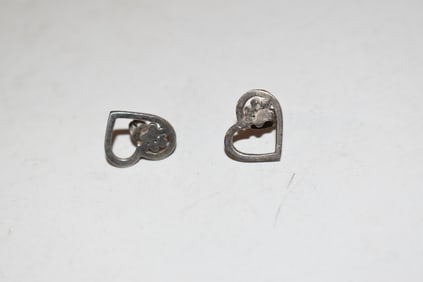 Vintage Sterling Silver heart Earrings
