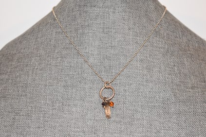 Vintage Sterling Silver friend amber pendant Necklace 18"