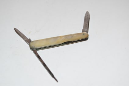 Vintage STA SHARP Mother of Pearl Lobster Pattern Pocket Knife