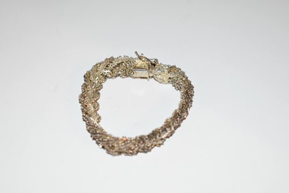 Vintage Sterling Silver .925 Abstract Bracelet 7 inch