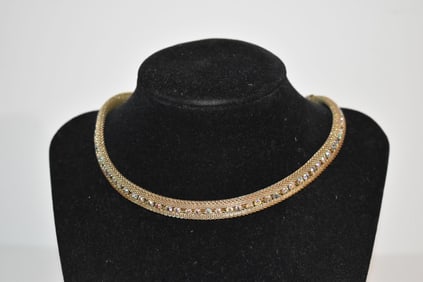 Vintage goldtone mesh Necklace 13"