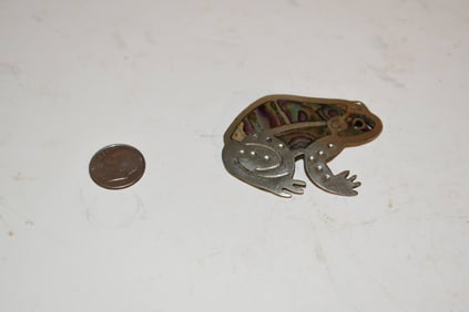 Vintage Alpaca Frog Pin/Brooch Signed