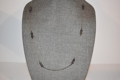 Vintage Sterling Silver beaded Necklace 30"