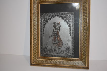 Vintage engraved copper lead picture 12 x 10