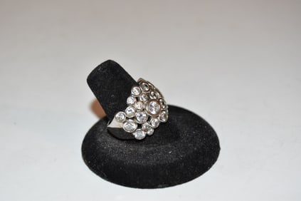Vintage Sterling Silver CZ Ring sz 8