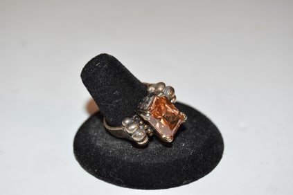 Vintage Sterling Silver CZ Ring sz 8