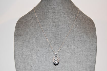 judith ripka sterling silver onyx pendant italy necklace 24"