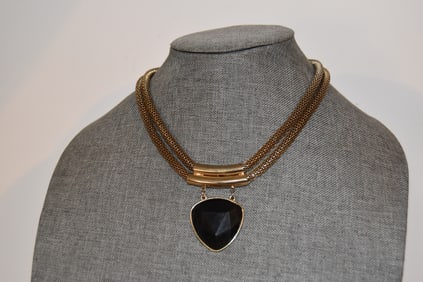 Vintage double mesh pendant Necklace 14"