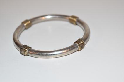 Vintage Taxco Mexico Sterling Silver Modernist Cuff Bracelet 8"