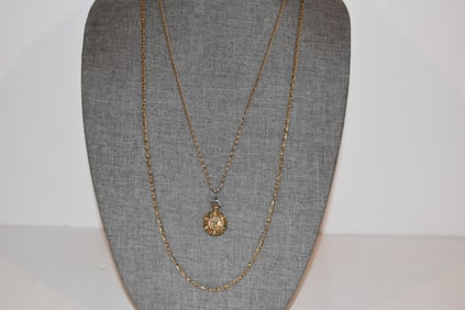 GOLDETTE Multi-Strand Cabachon Necklace Ornate Renaissance Gold 34"