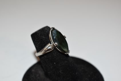 Vintage Sterling Silver Tourmaline Ring Sz 5
