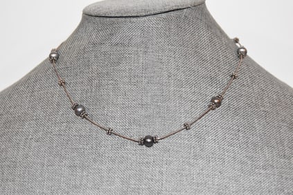 Vintage beaded Sterling Silver Necklace 17"