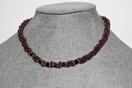 Vintage beaded Amethyst gemstone Necklace 15"