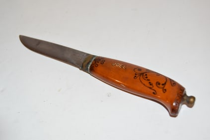 Vintage brusletto knife with joel on handle