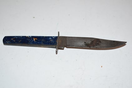 Vintage blue fixed blade blue swirl knife 6"