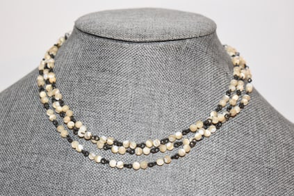 Kaari Meng N.Y.C. Designs Crystal MOP beaded Necklace 14"