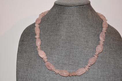 Vintage pink jadeite beaded Necklace 24"