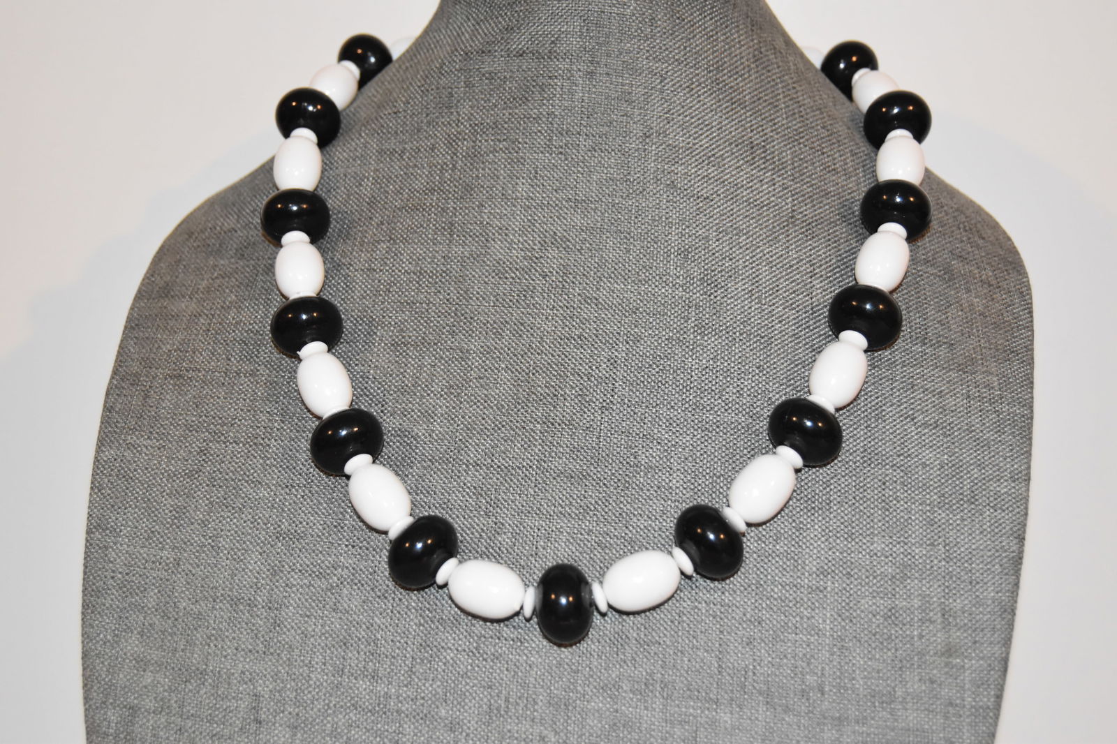 Vintage beaded black & white statement Necklace (1 of 4)
