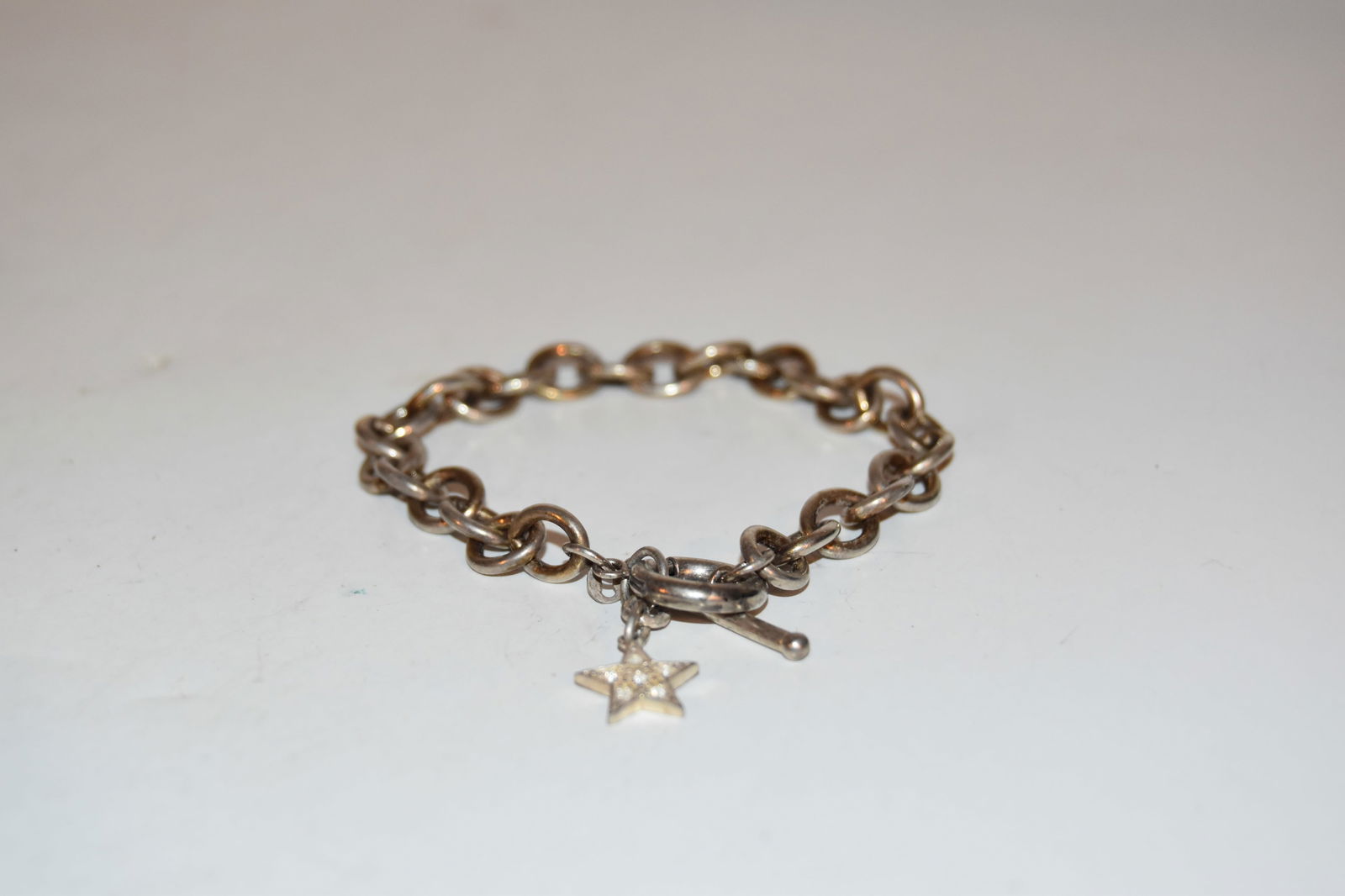 vintage Sterling Silver circle link chain Bracelet 8" (1 of 4)