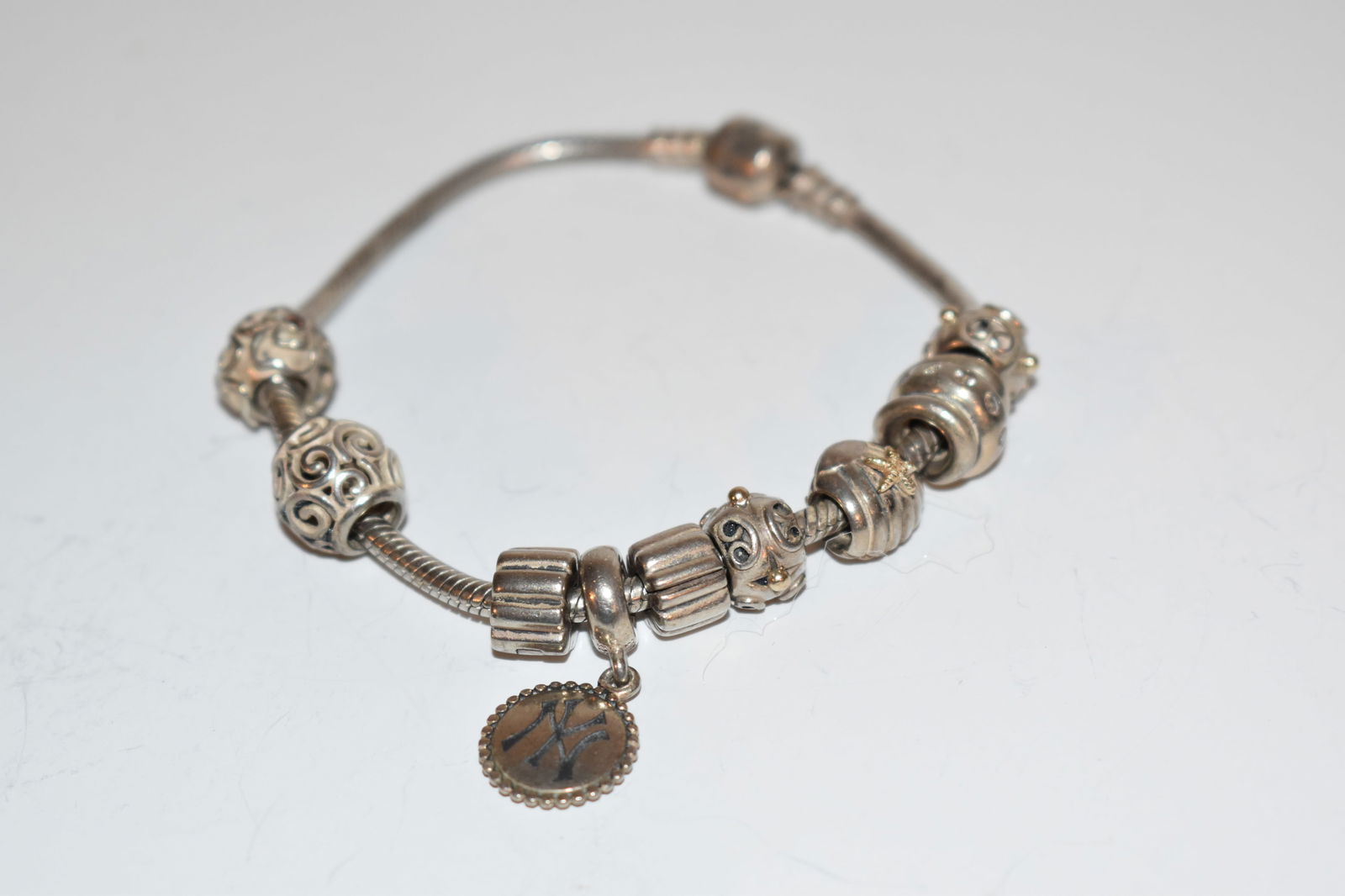 Authentic Pandora Sterling Silver Bracelet With 9 Charms 7.5" (1 of 4)