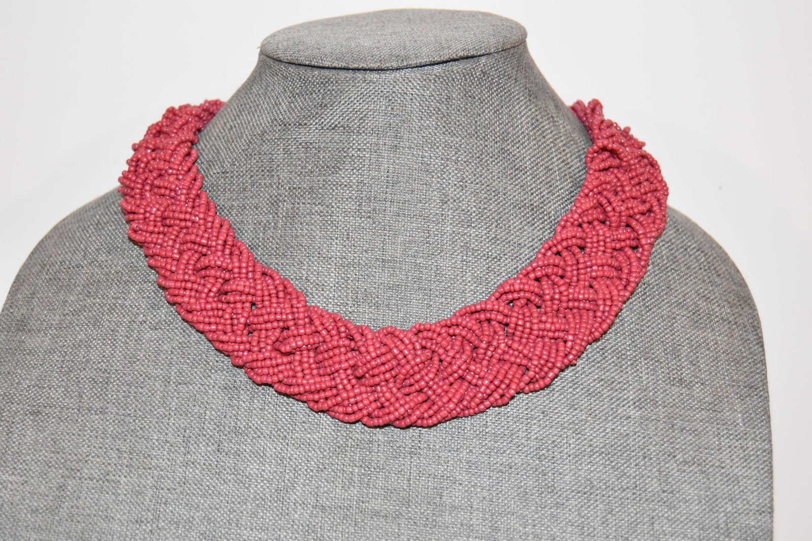 Vintage tiny beaded choker wide braided Necklace 14": Vintage tiny beaded choker wide braided Necklace 14" Please view all photos as they are part of the description and condition of this Item, Feel free to contact me with questions or picture requests! 