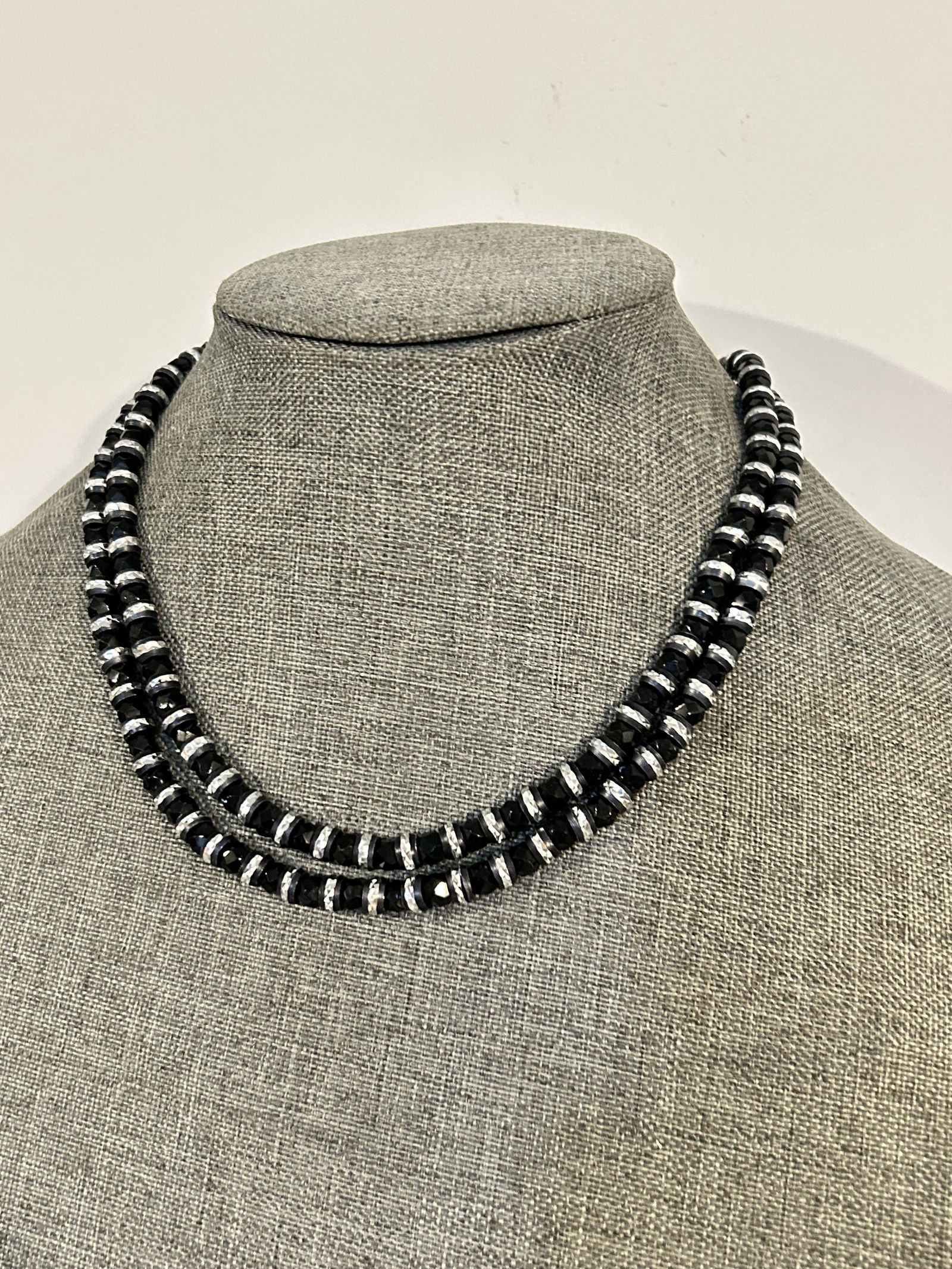 Vintage Old Beaded black Necklace 34" (1 of 5)