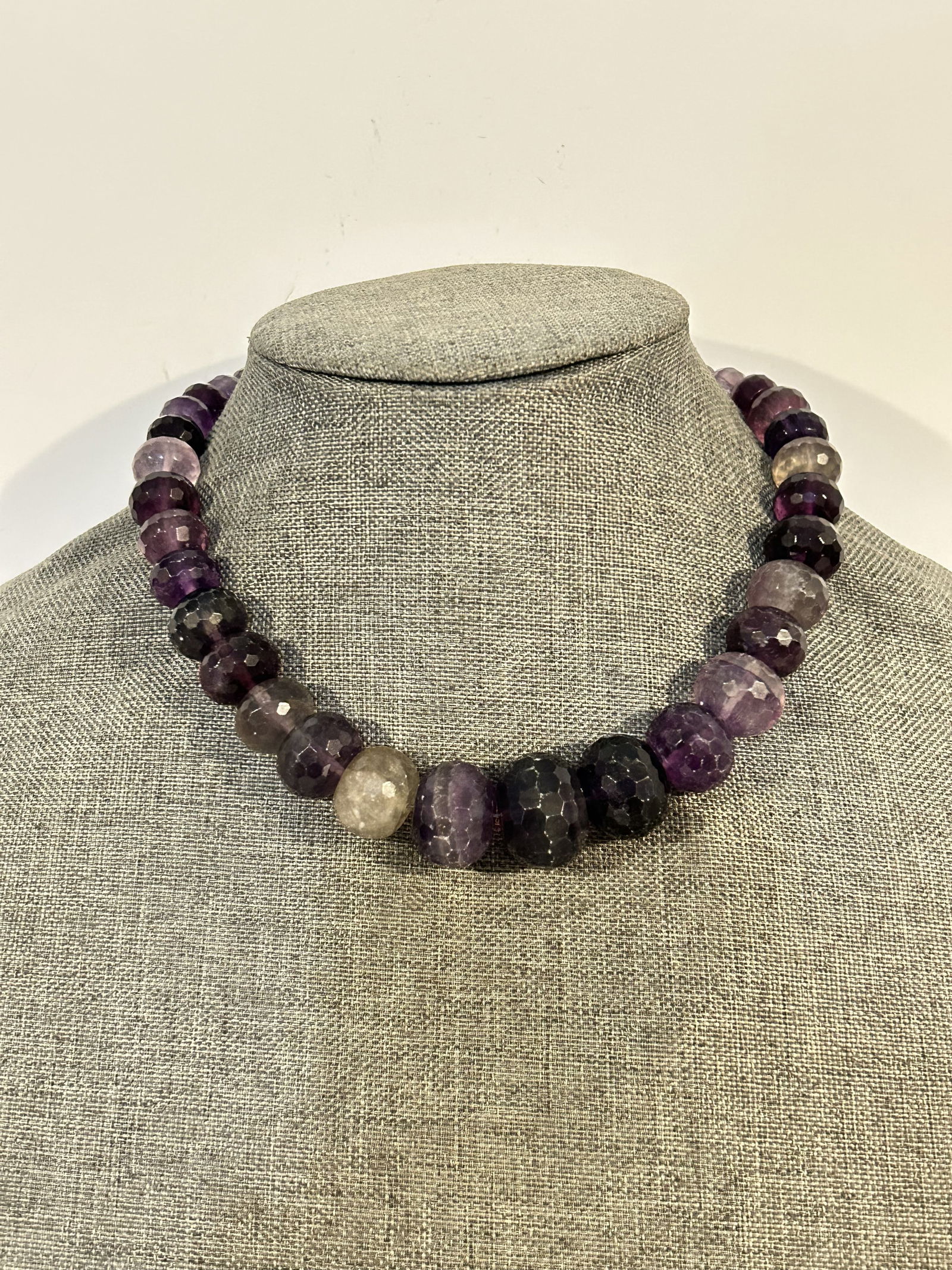 Vintage Sterling Silver Amethyst Beaded Necklace (1 of 4)
