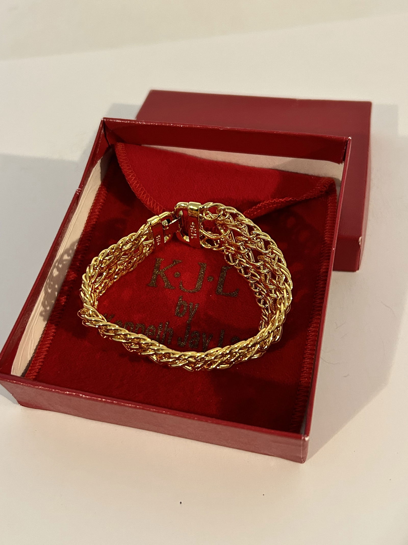 Kenneth J Lane Gold Tone Link Rhinestone Bracelet New in Box (1 of 6)