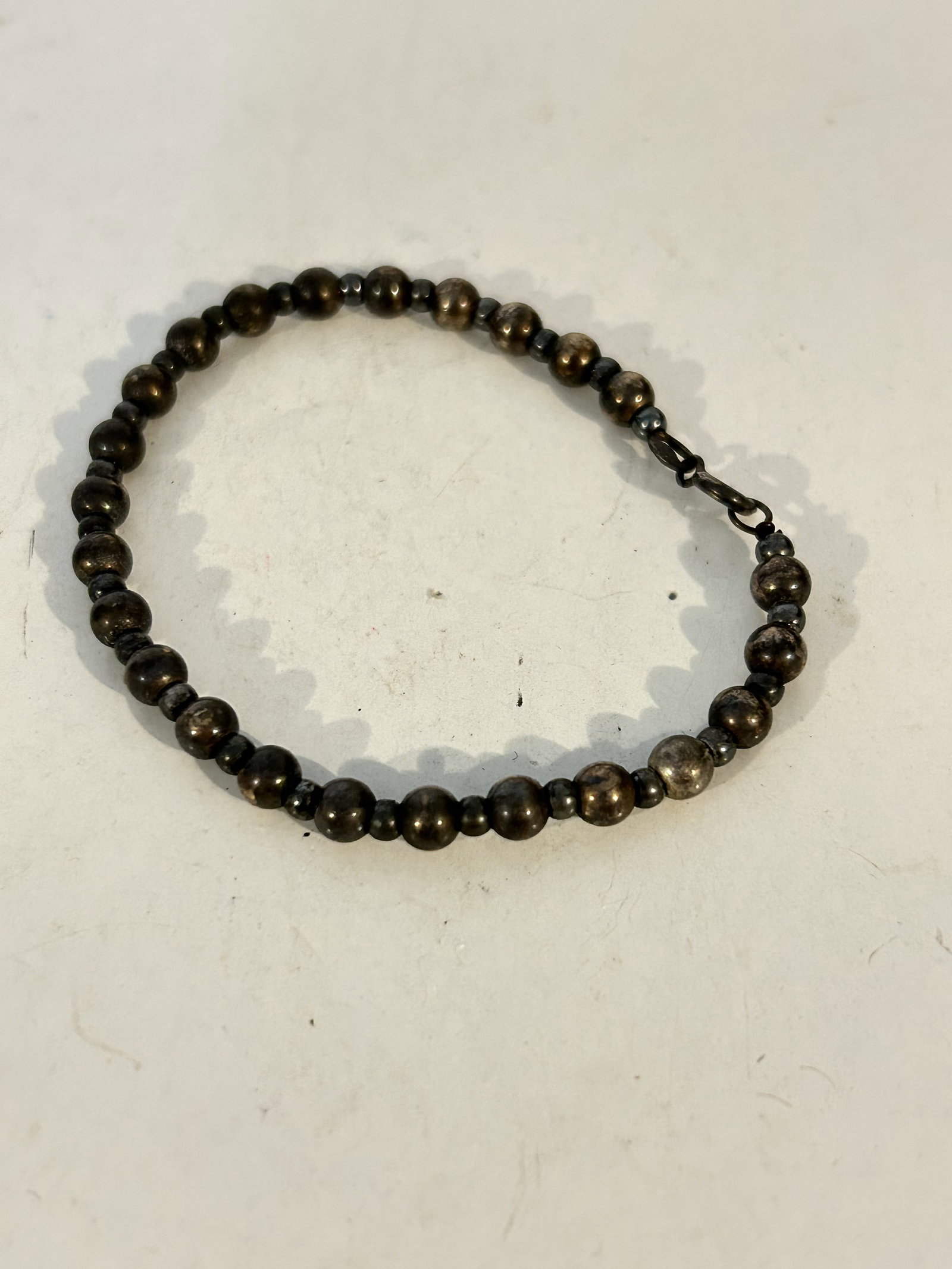 Vintage Sterling Silver beaded Bracelet sz 5" (1 of 3)